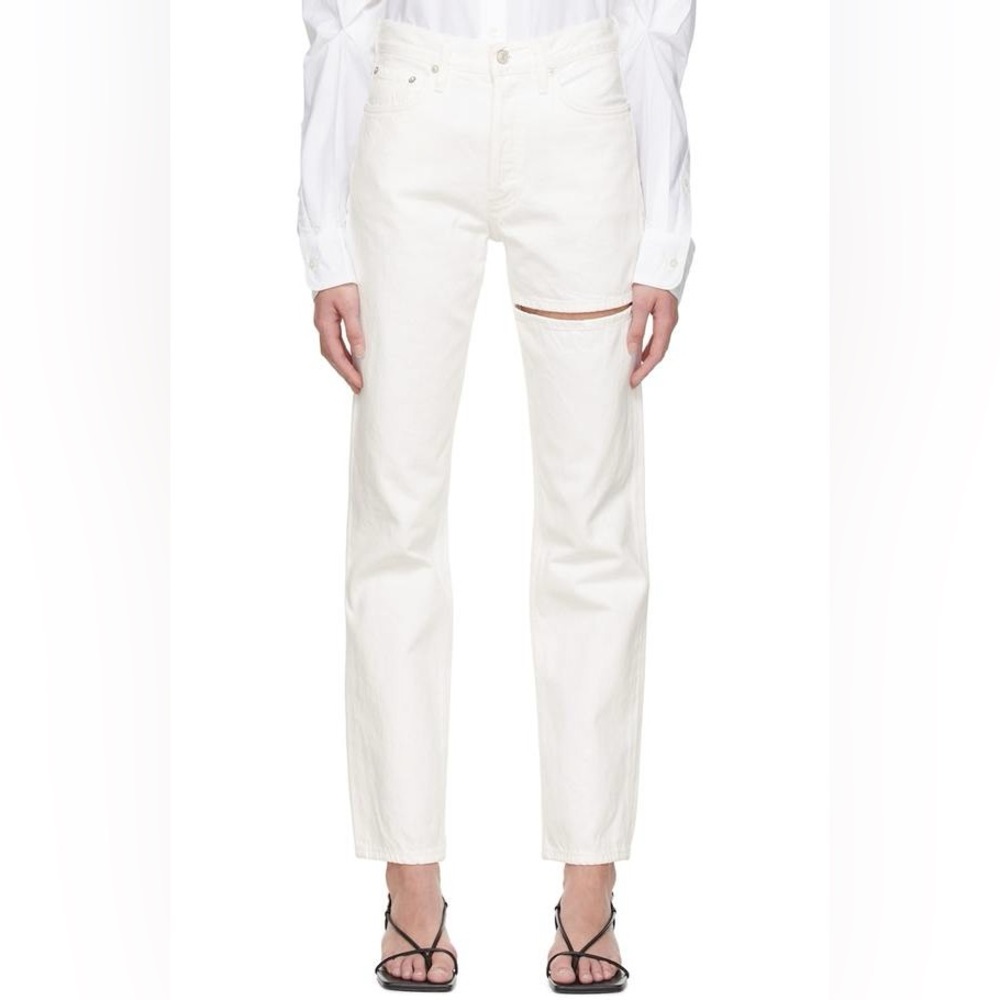 Agolde White Straight Leg High-Rise Jeans